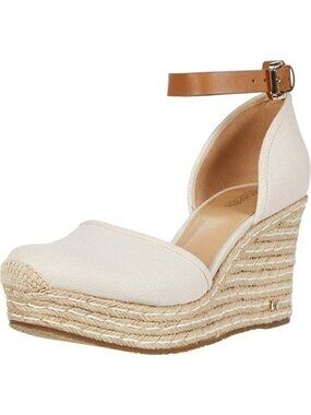 Michael Kors Kendrick Wedge Shoes Size 9.5 Light Cream Canvas New
